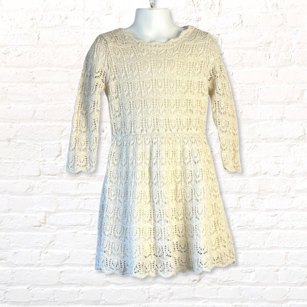 Cat & Jack Girls Sparkle Gold Metallic Knit Long Sleeve Sweater Dress Size 5T